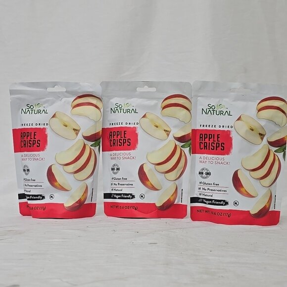 So Natural Freeze Dried Fruit Apple Crisps Gluten-Free Natural PACK OF 3 - Picture 1 of 6